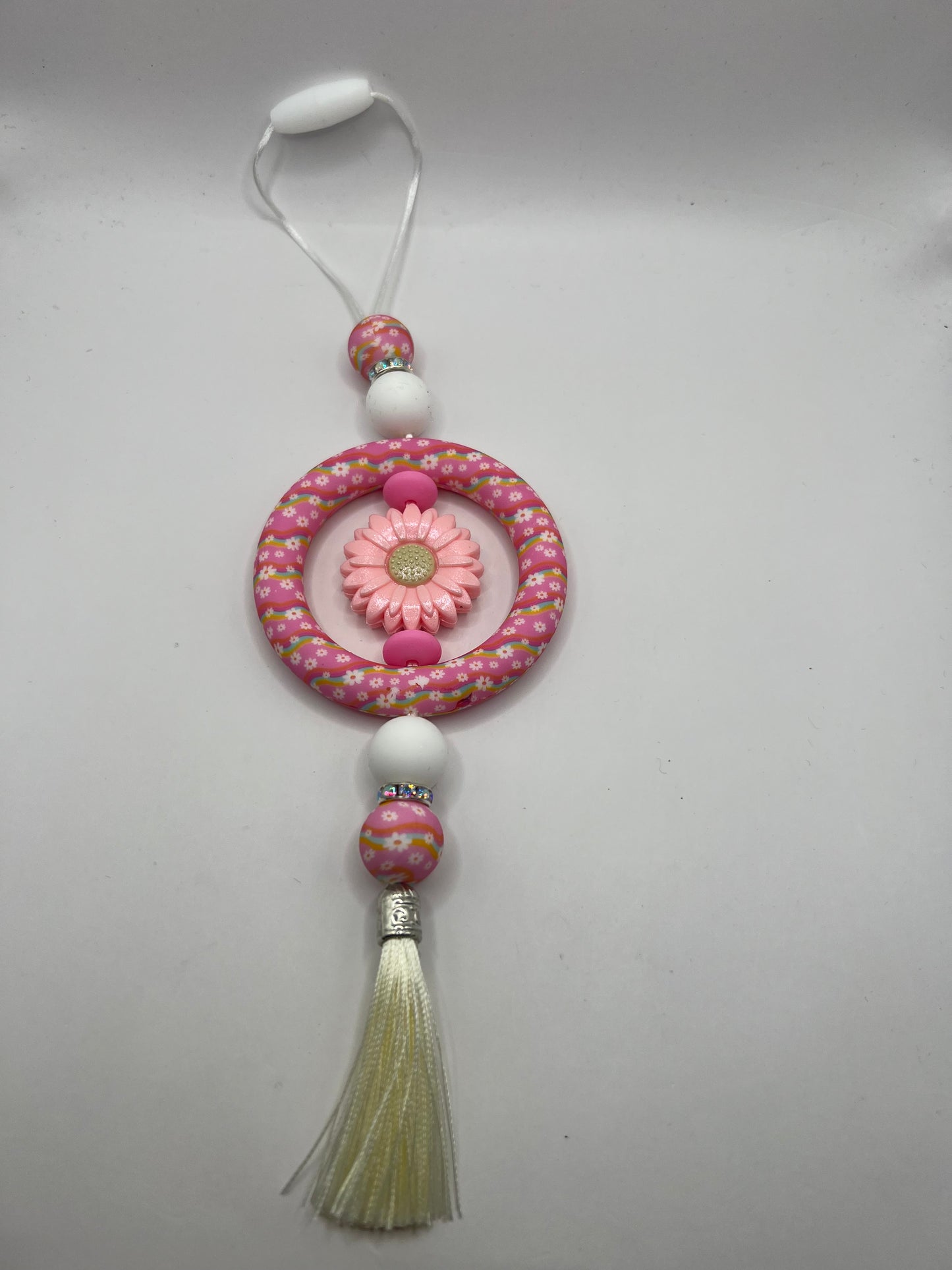 Pink Flower car charm or bag charm