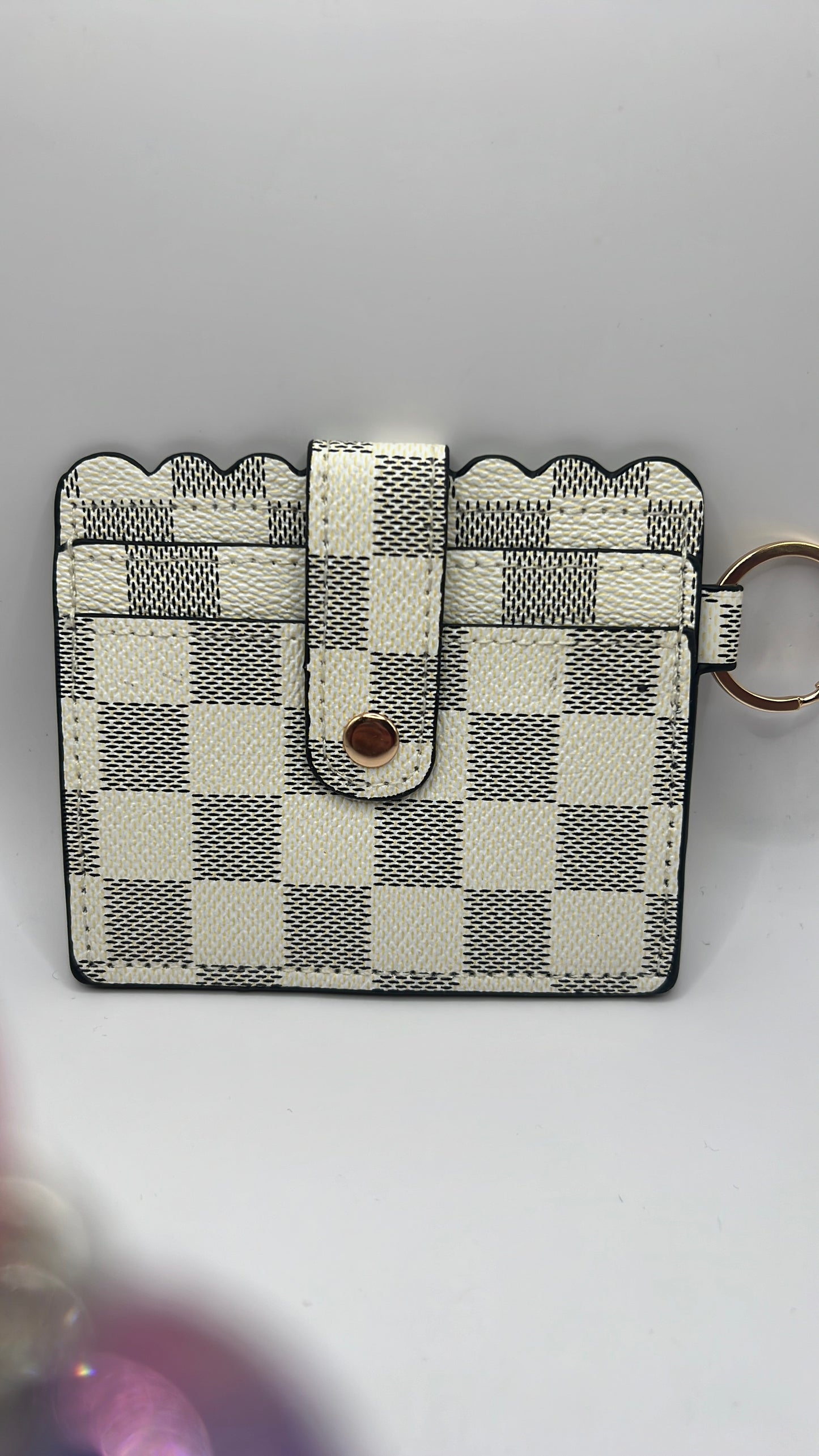 Gray checkered wallet
