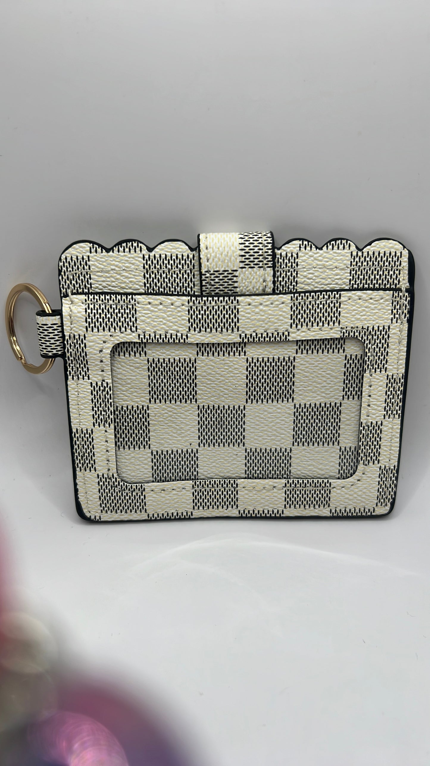 Gray checkered wallet