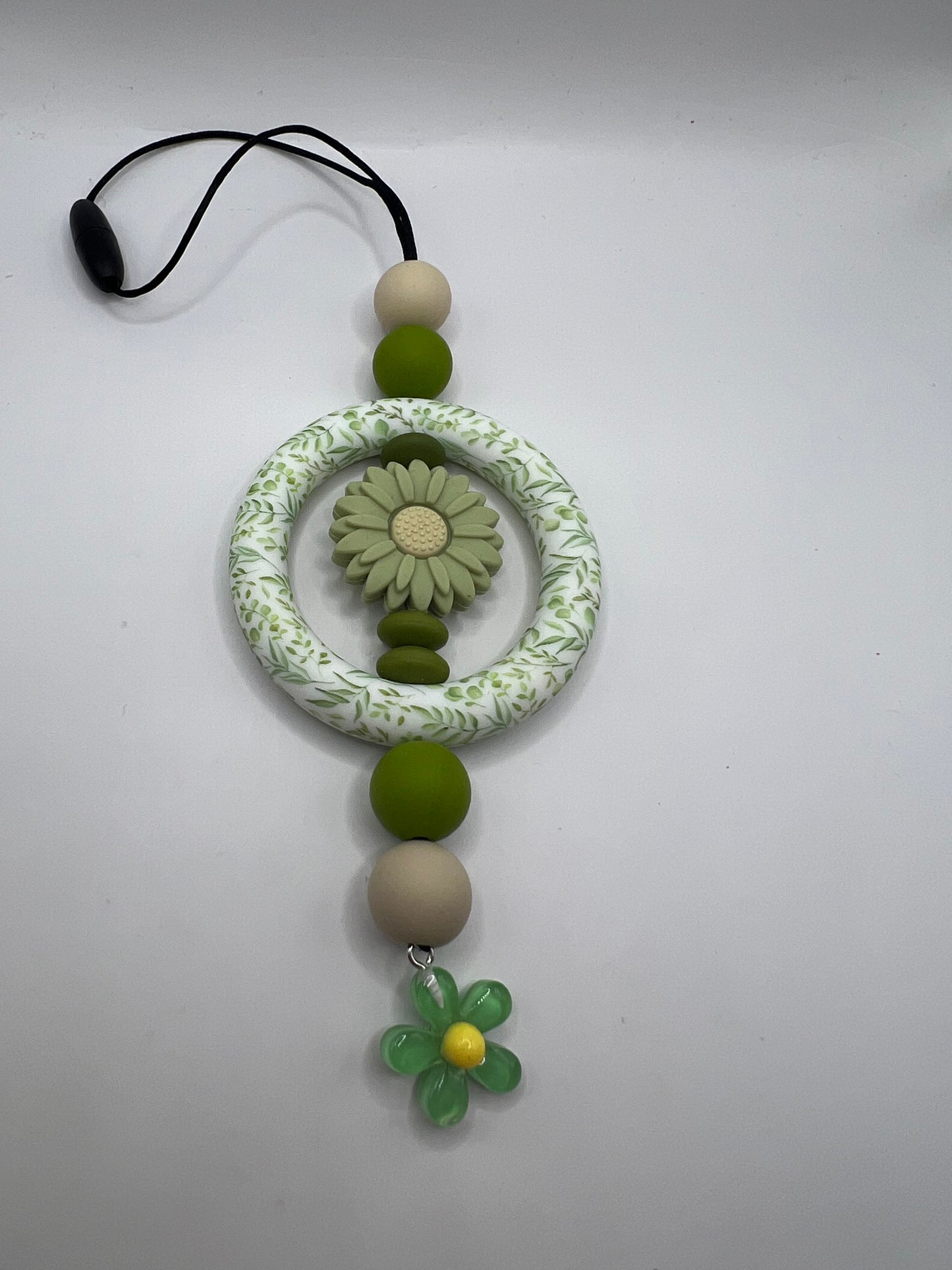 Green flower car charm or bag charm