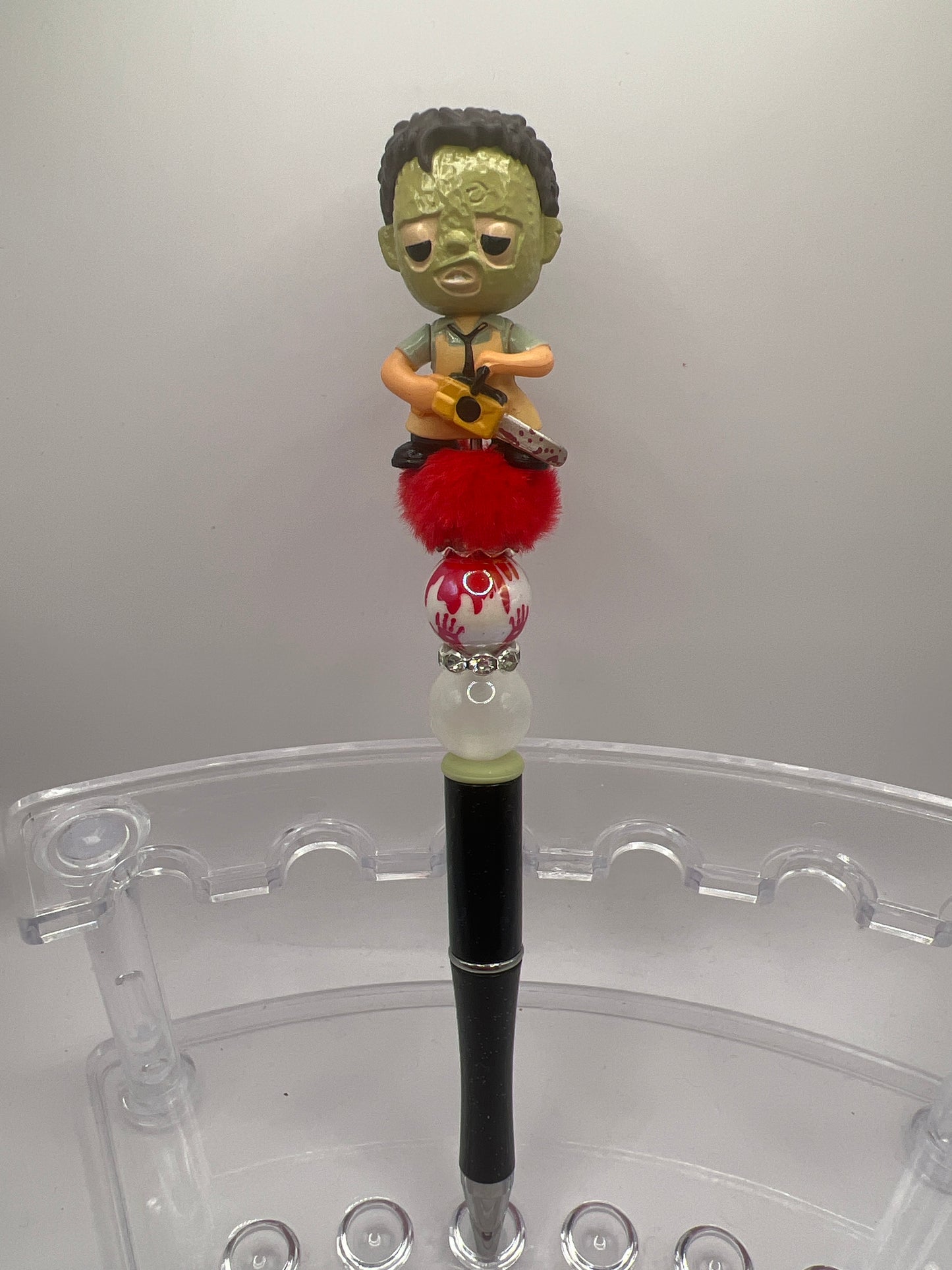 Leather face from chainsaw massacre beaded pen