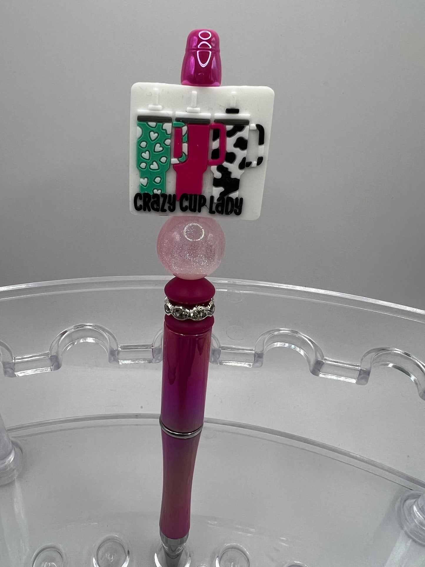 Crazy Cup Lady Beaded Pen