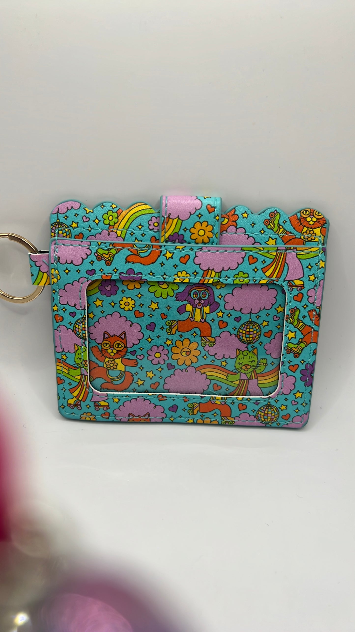 Teal rainbow wallet
