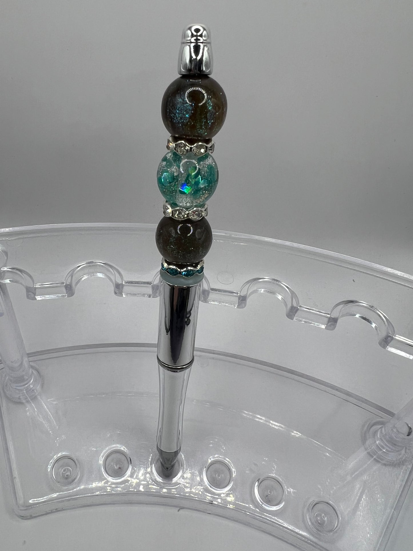 Black Teal heart pen