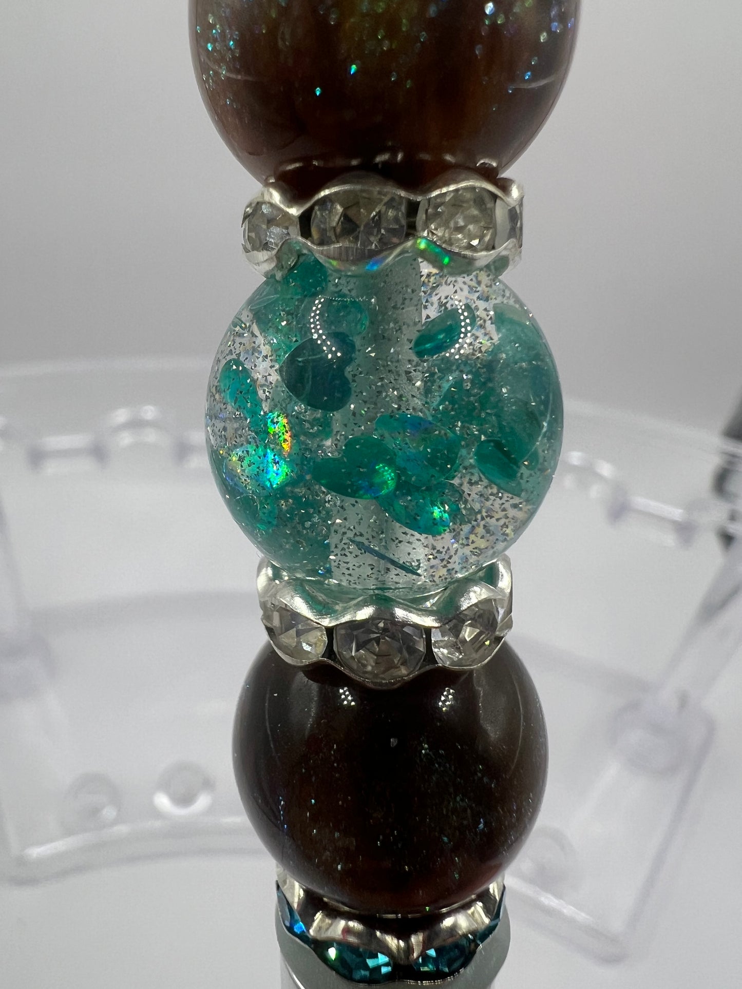 Black Teal heart pen
