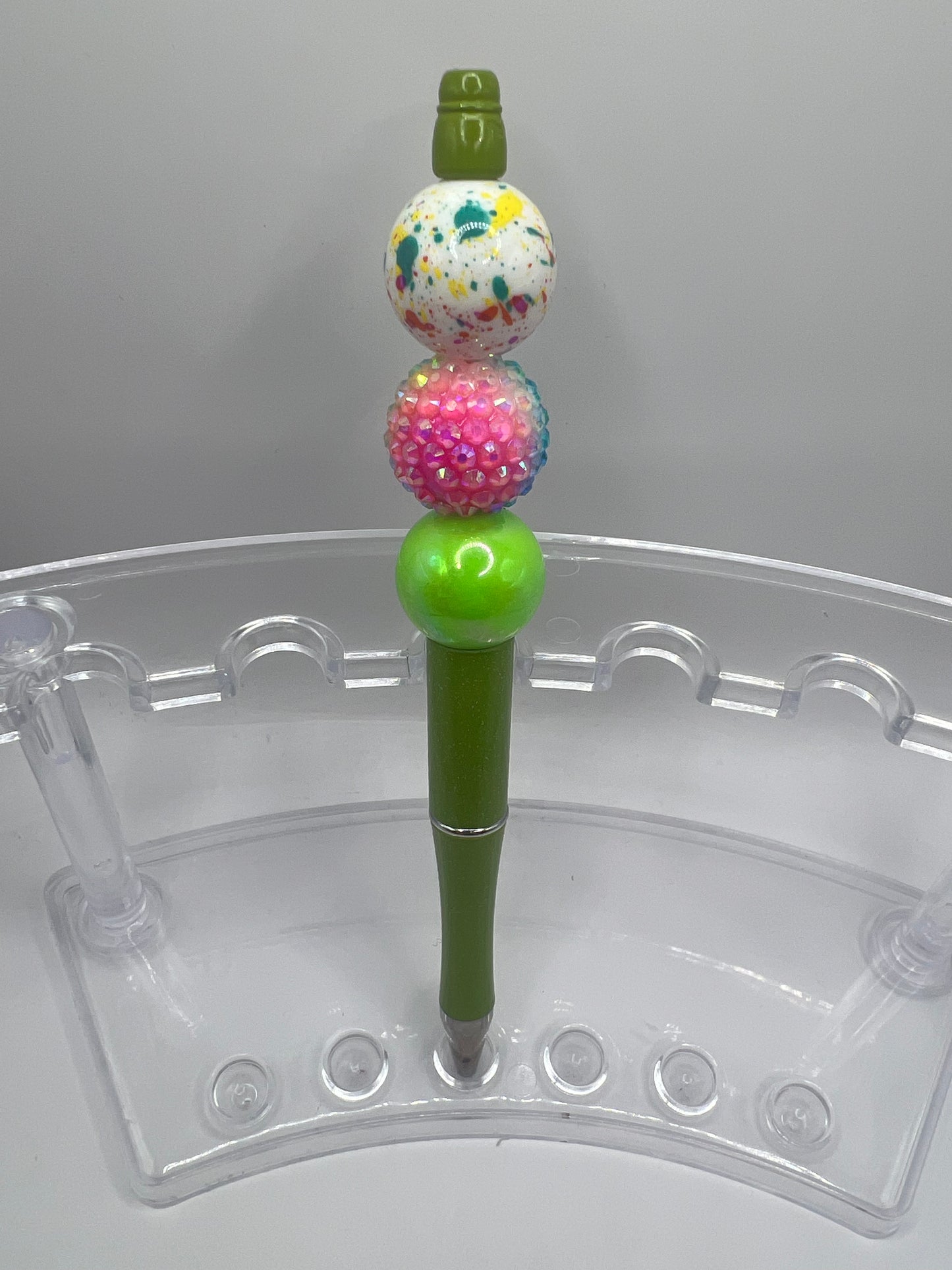 Green paint splatter beaded pen