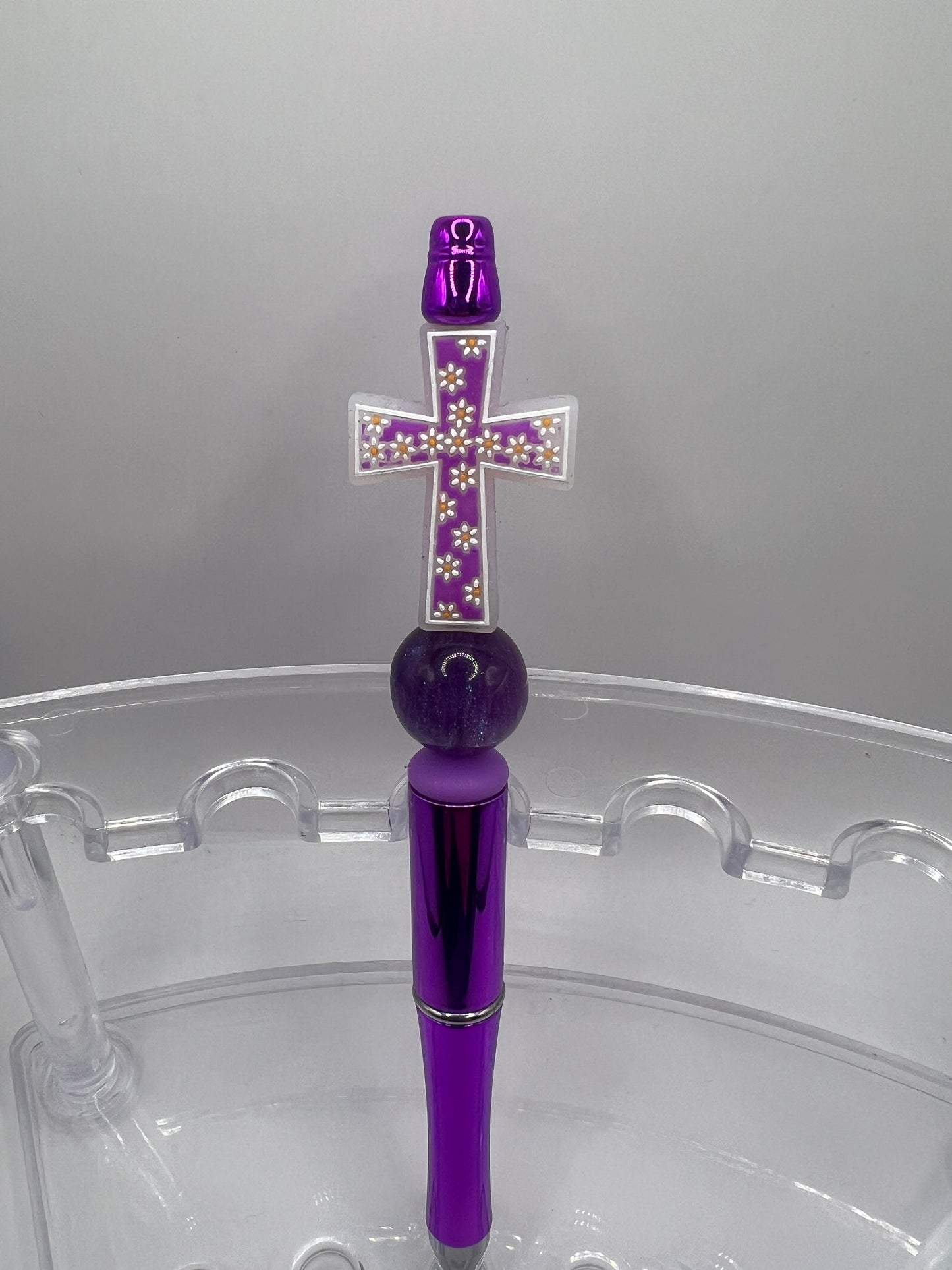 Purple cross beaded-pen