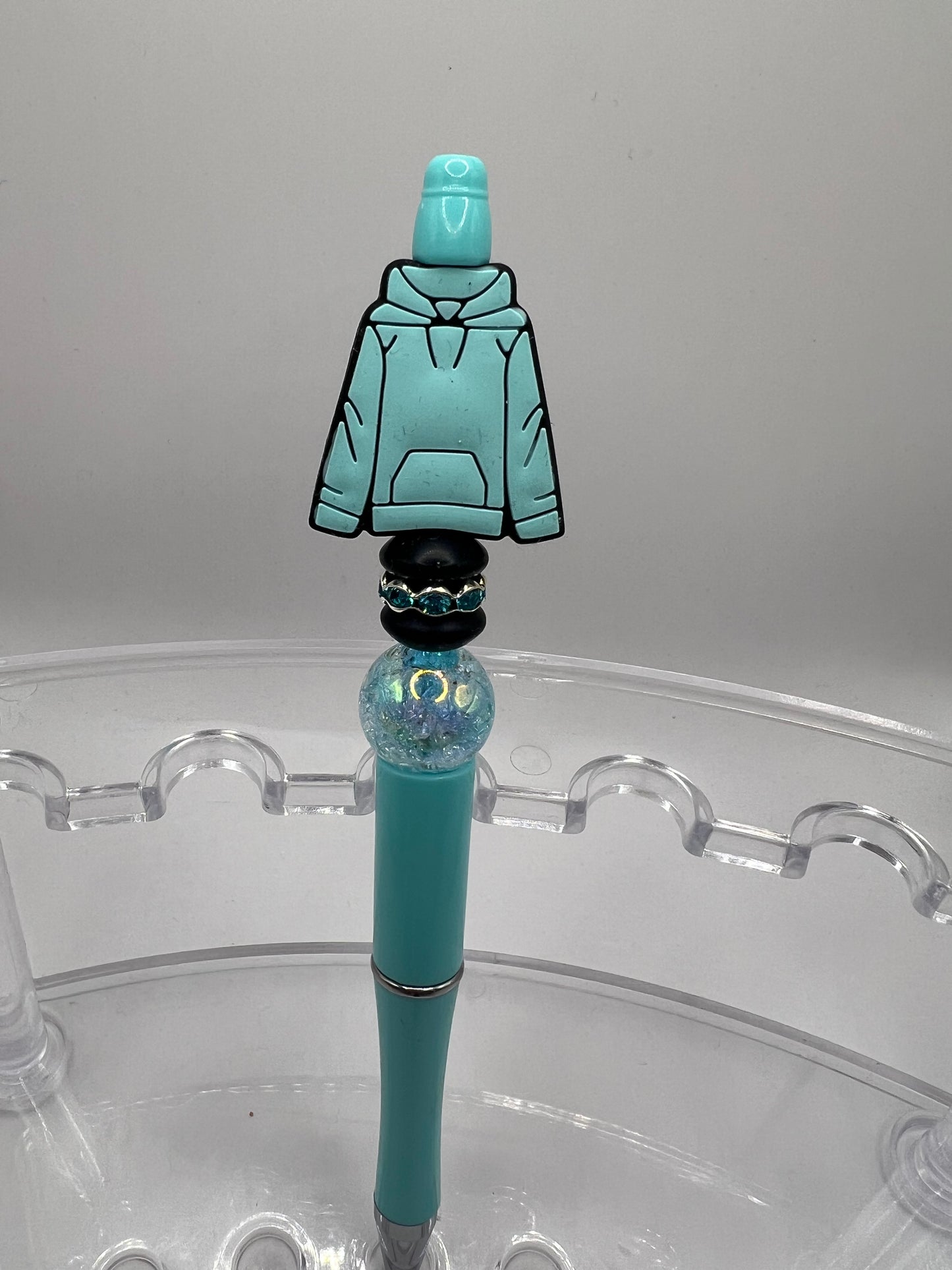 Sweatshirt beaded pen, teal