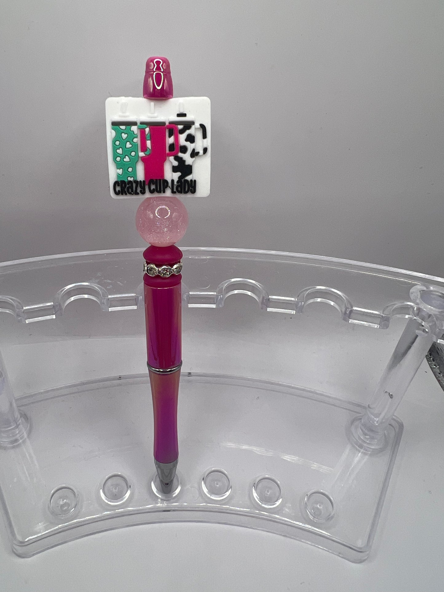 Crazy cup lady beaded pen