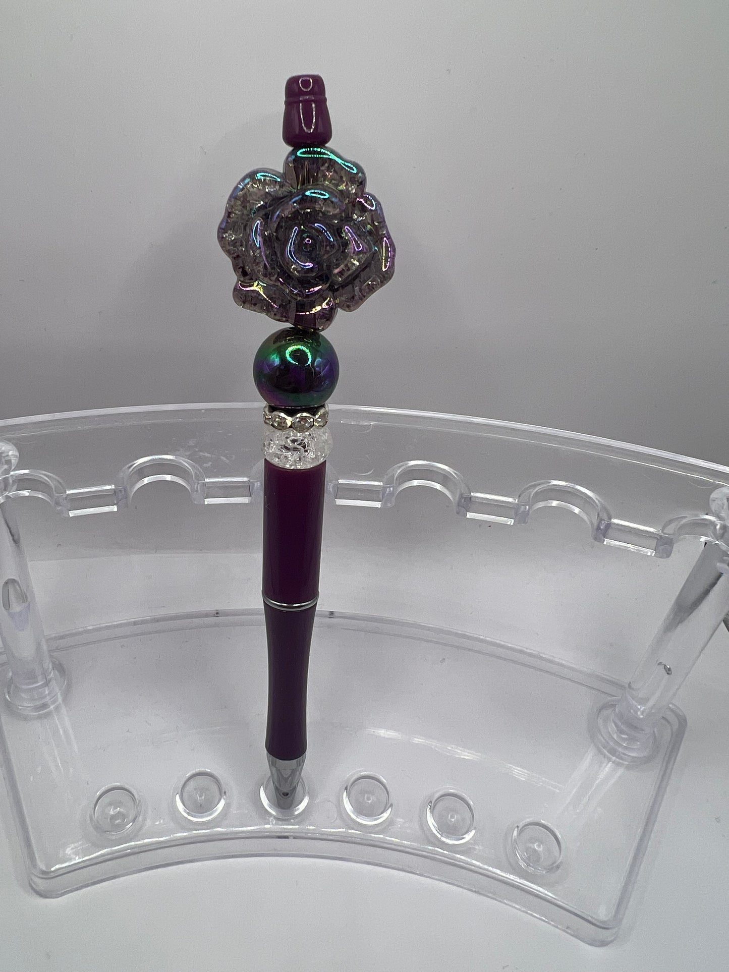 Purple flower beaded pen