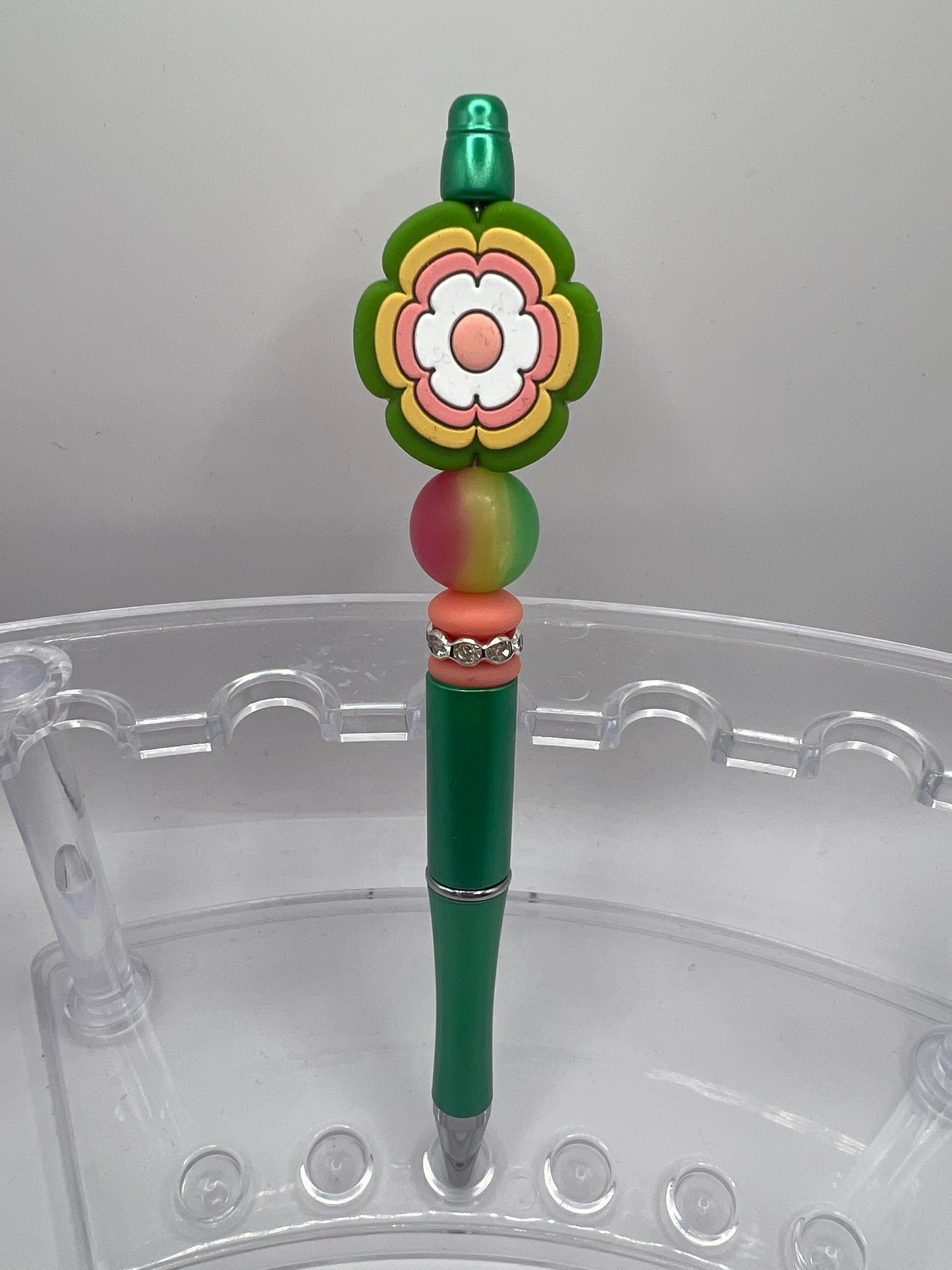 Green flower beaded pen