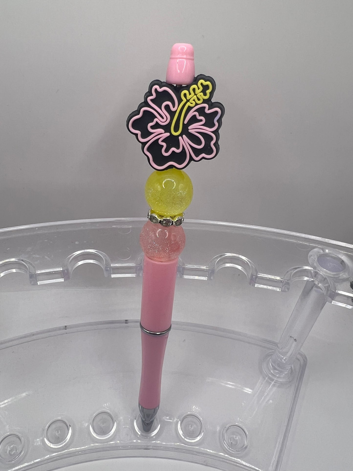 Pink and yellow flower Beaded Pen