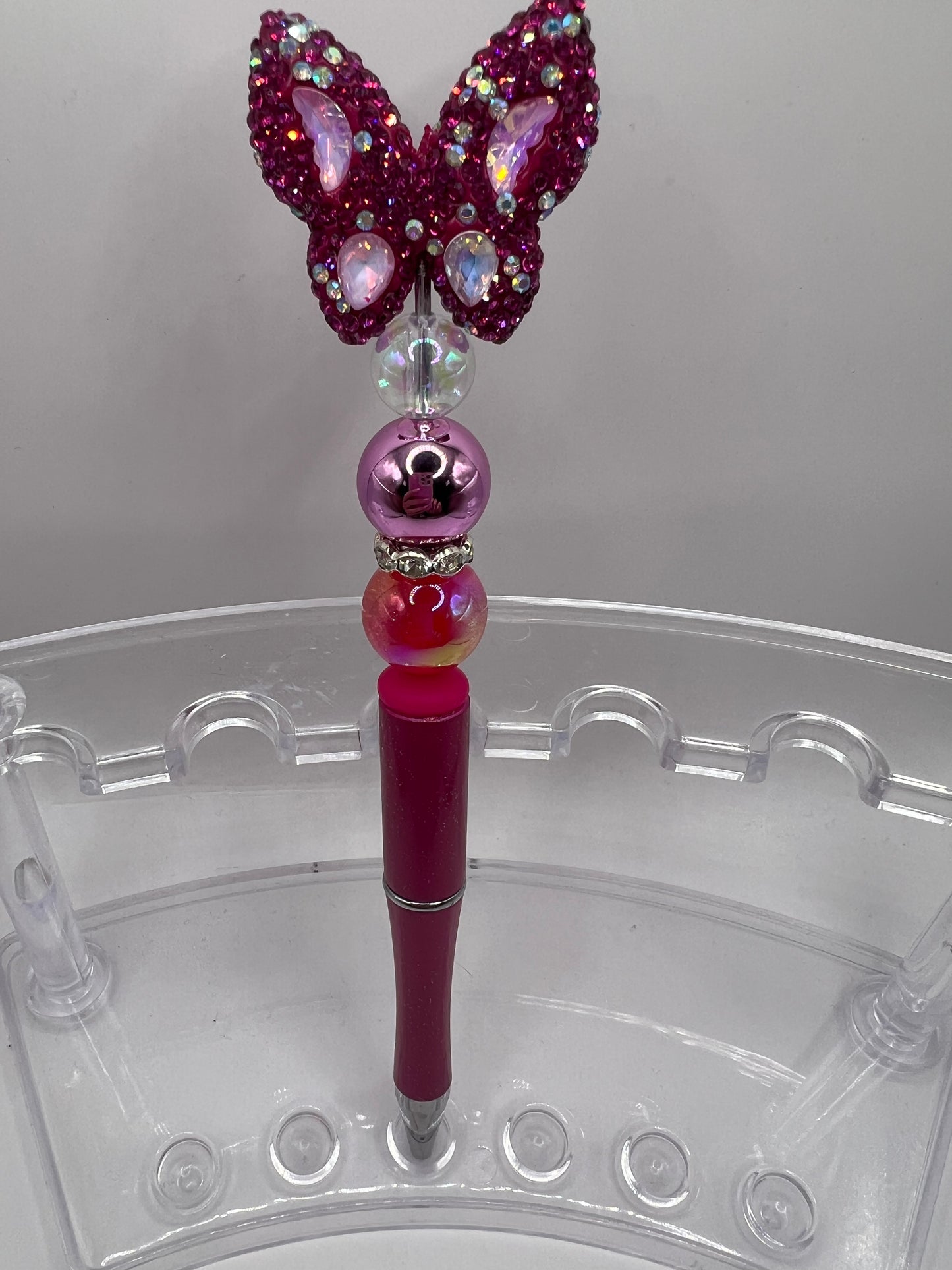 Pink butterfly Beaded Pen