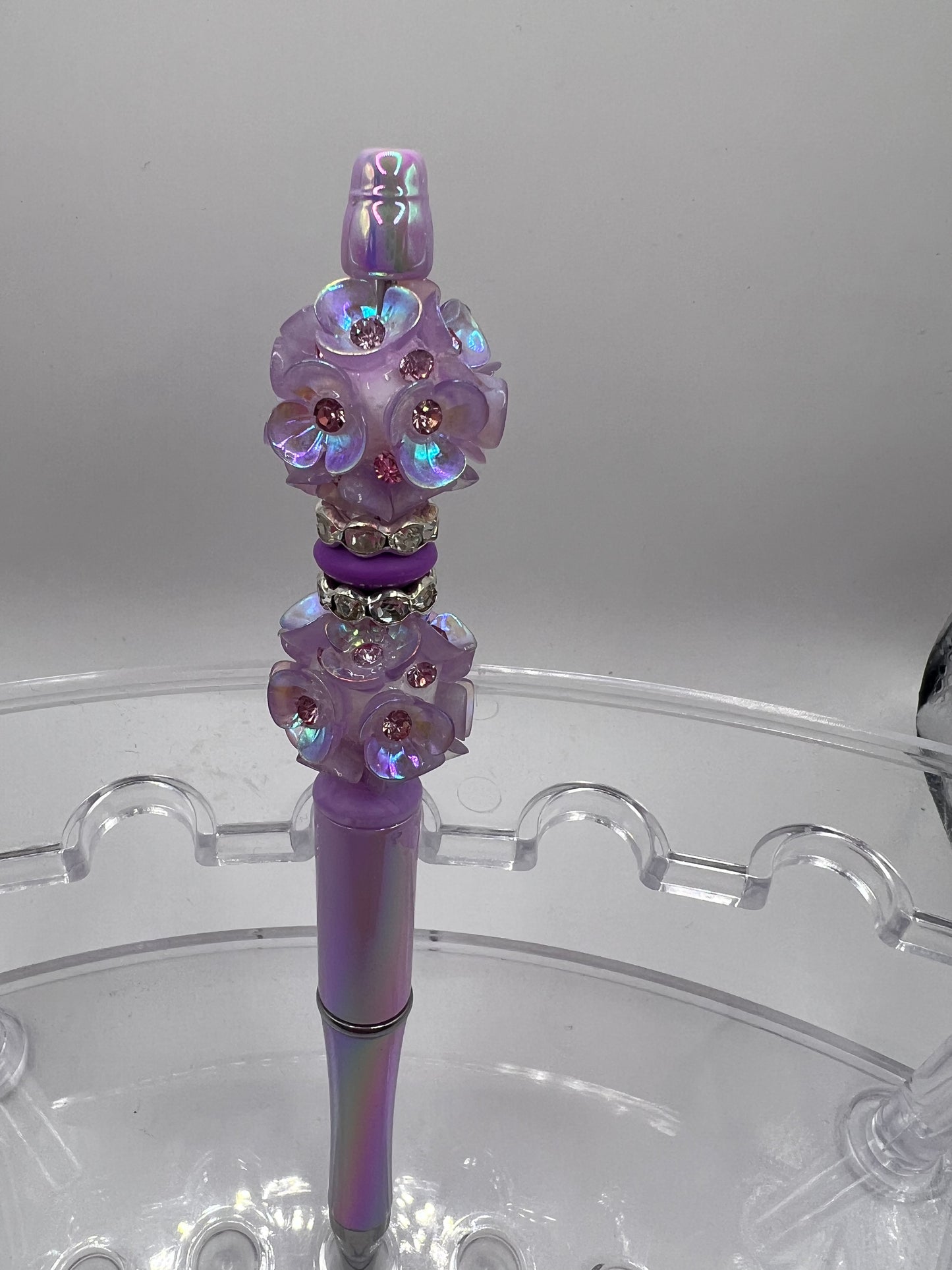 Purple Flower Beaded Pen