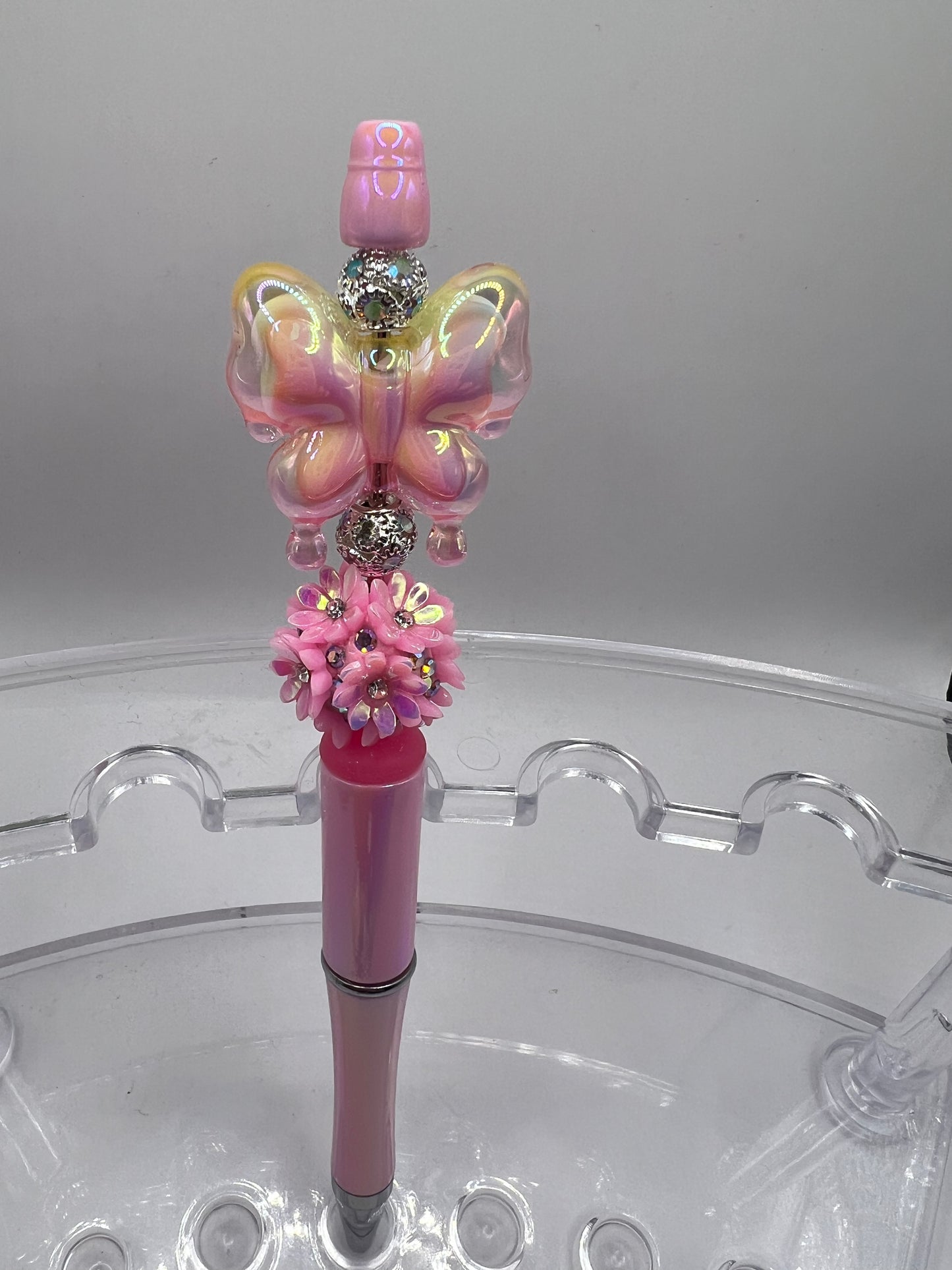 Pink Butterfly Beaded Pen