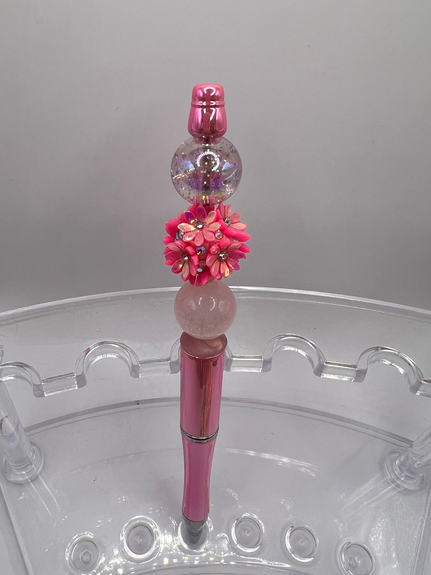 Pink Flower Beaded Pen