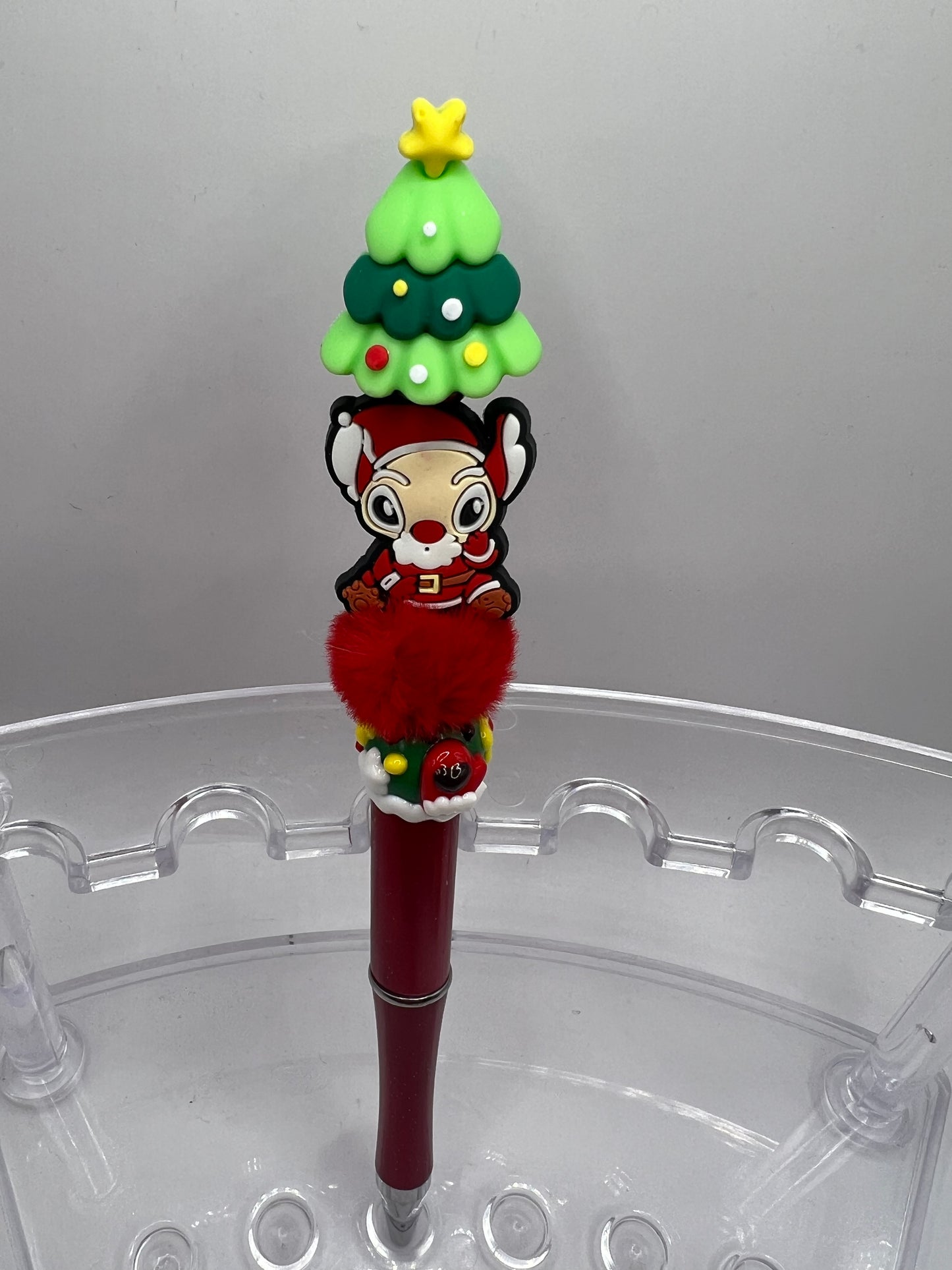 Reindeer beaded pen with removable Christmas tree topper Beaded Pen