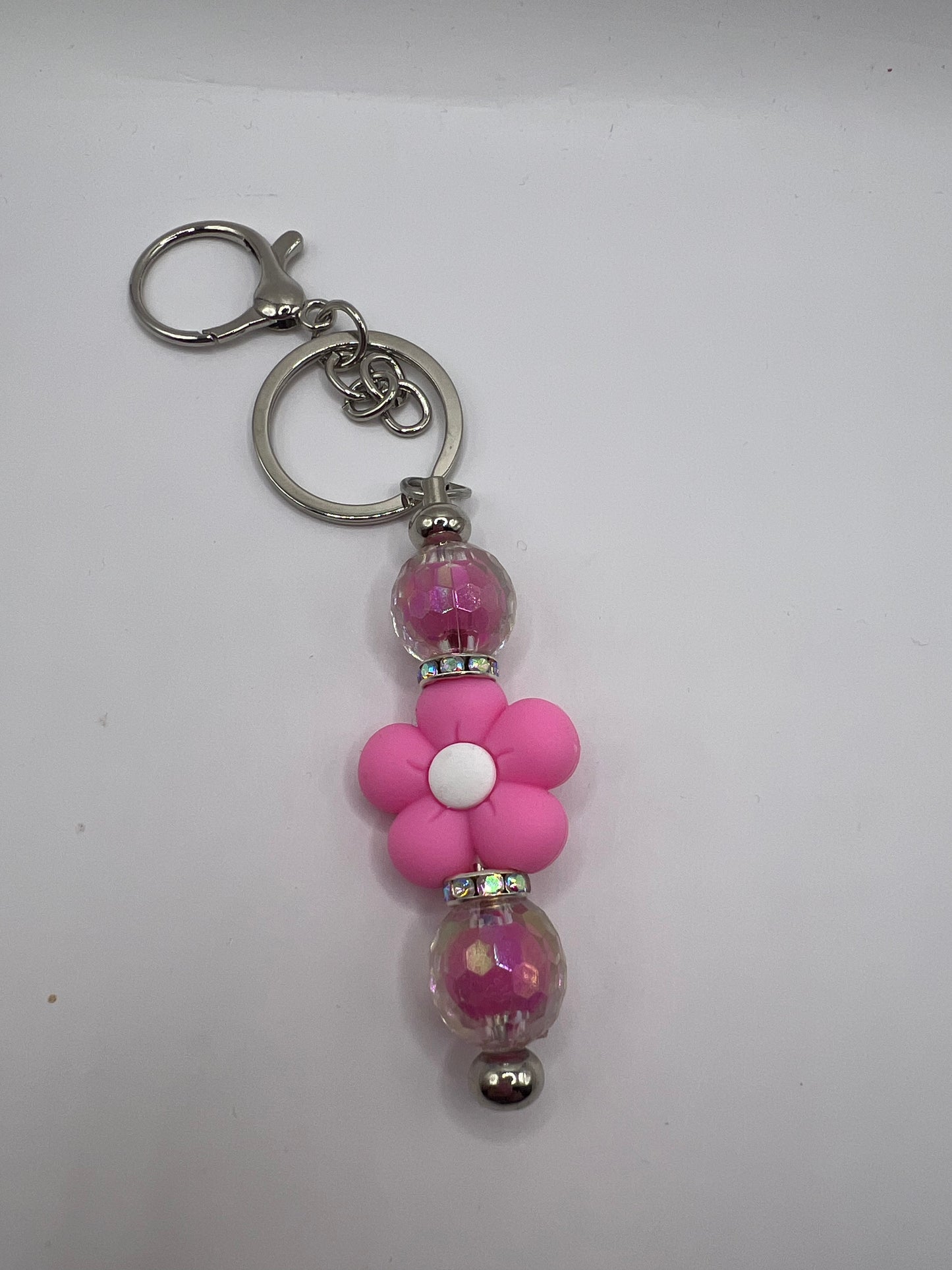 Pink flower keychain
