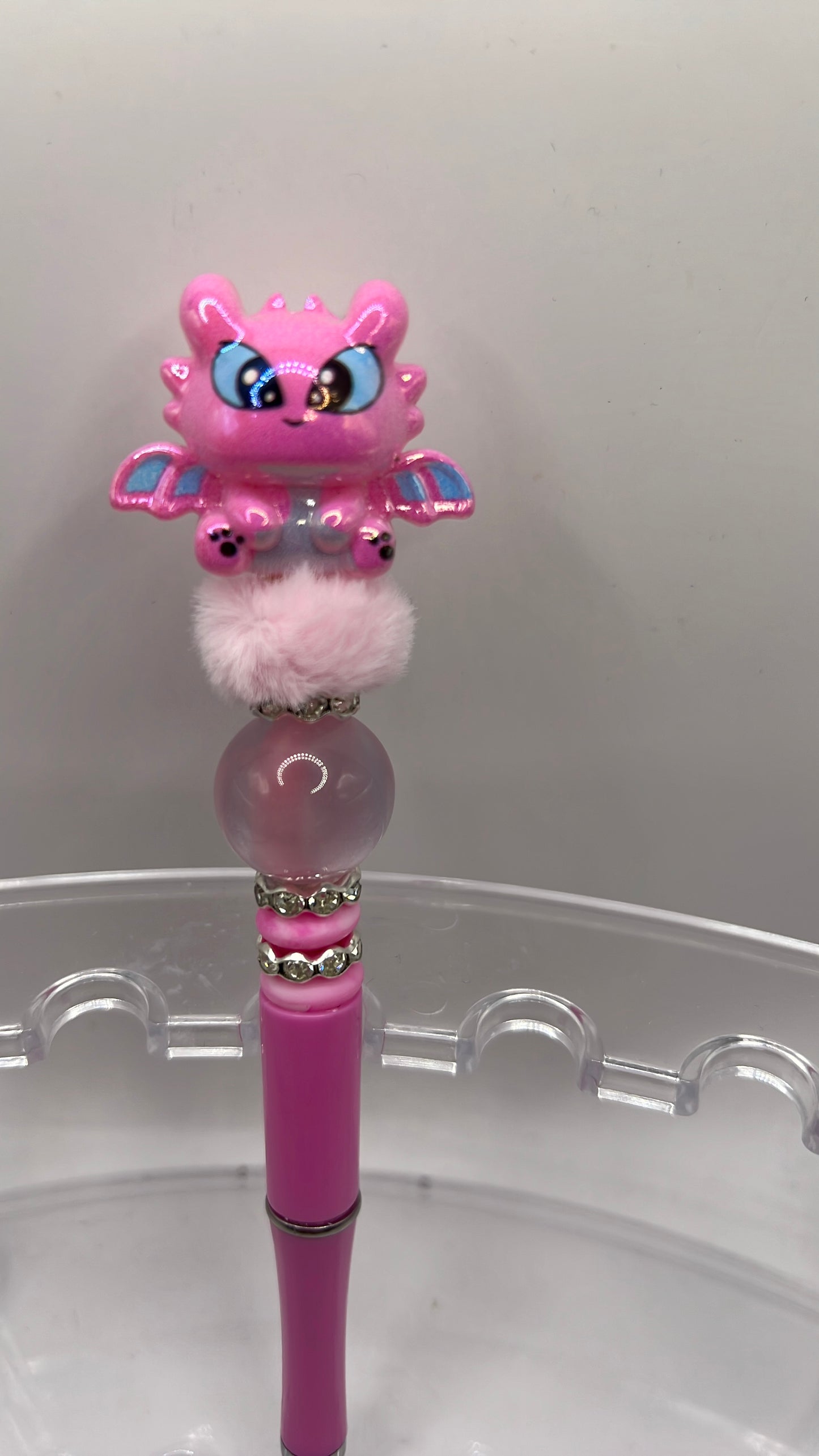 Pink dragon beaded pen