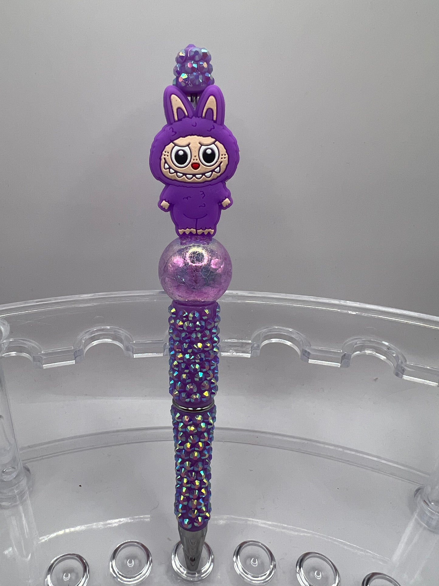 Purple Labubu beaded pen