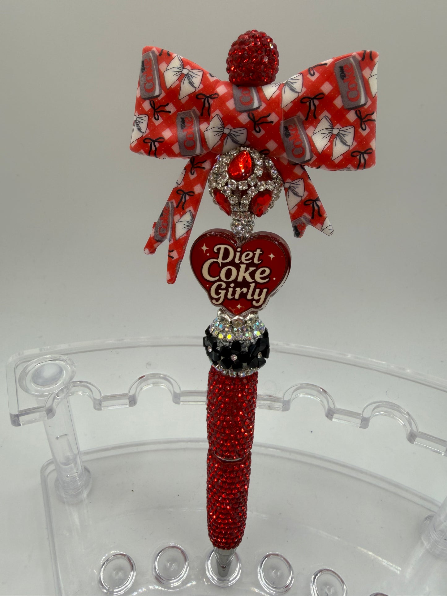 Diet Coke Bow Beaded Pen