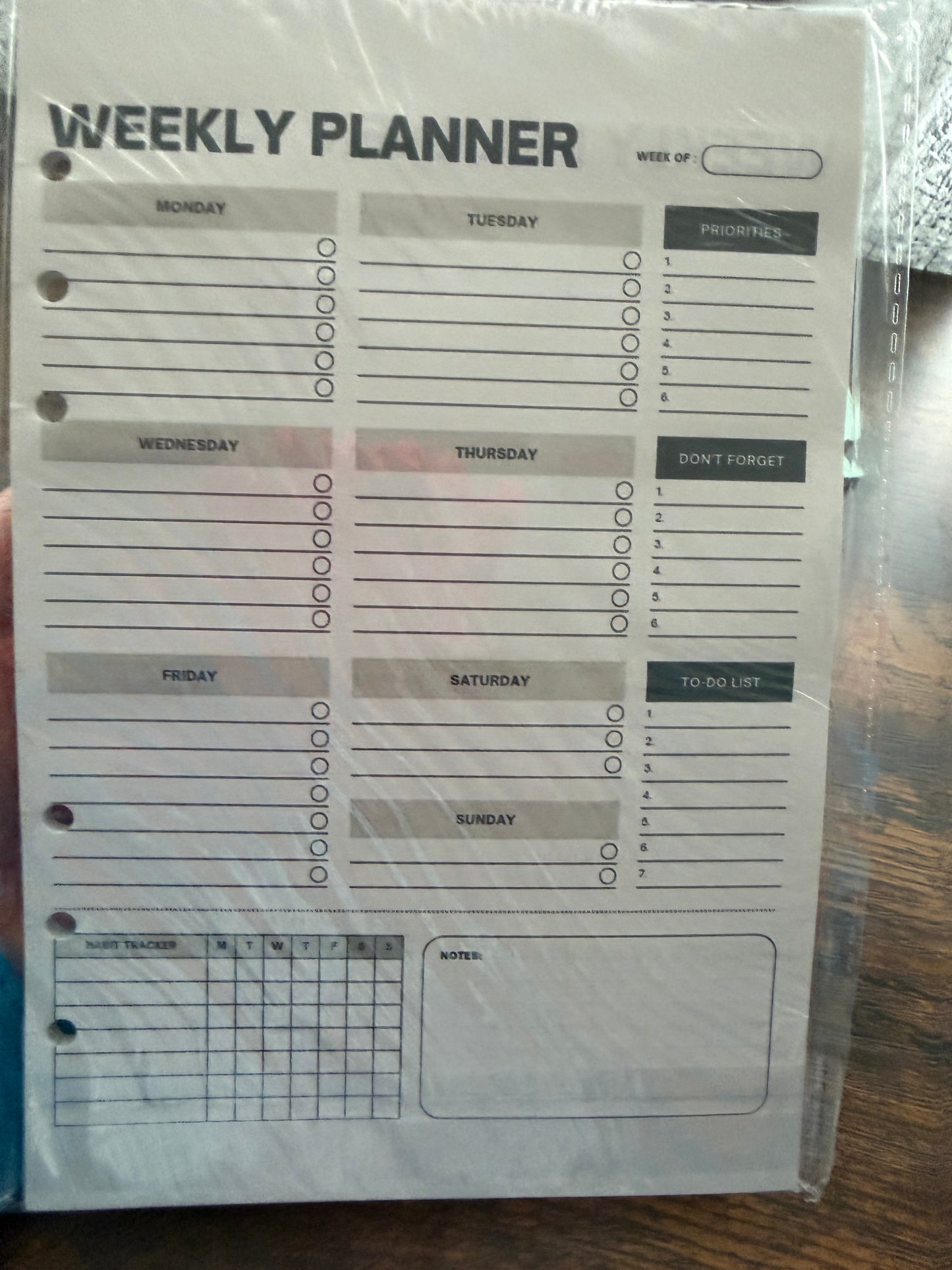Weekly Planner paper A5