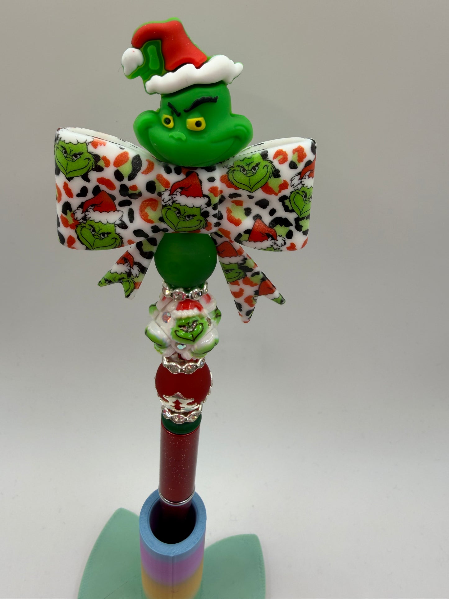 Grinch Bow Beaded Pen