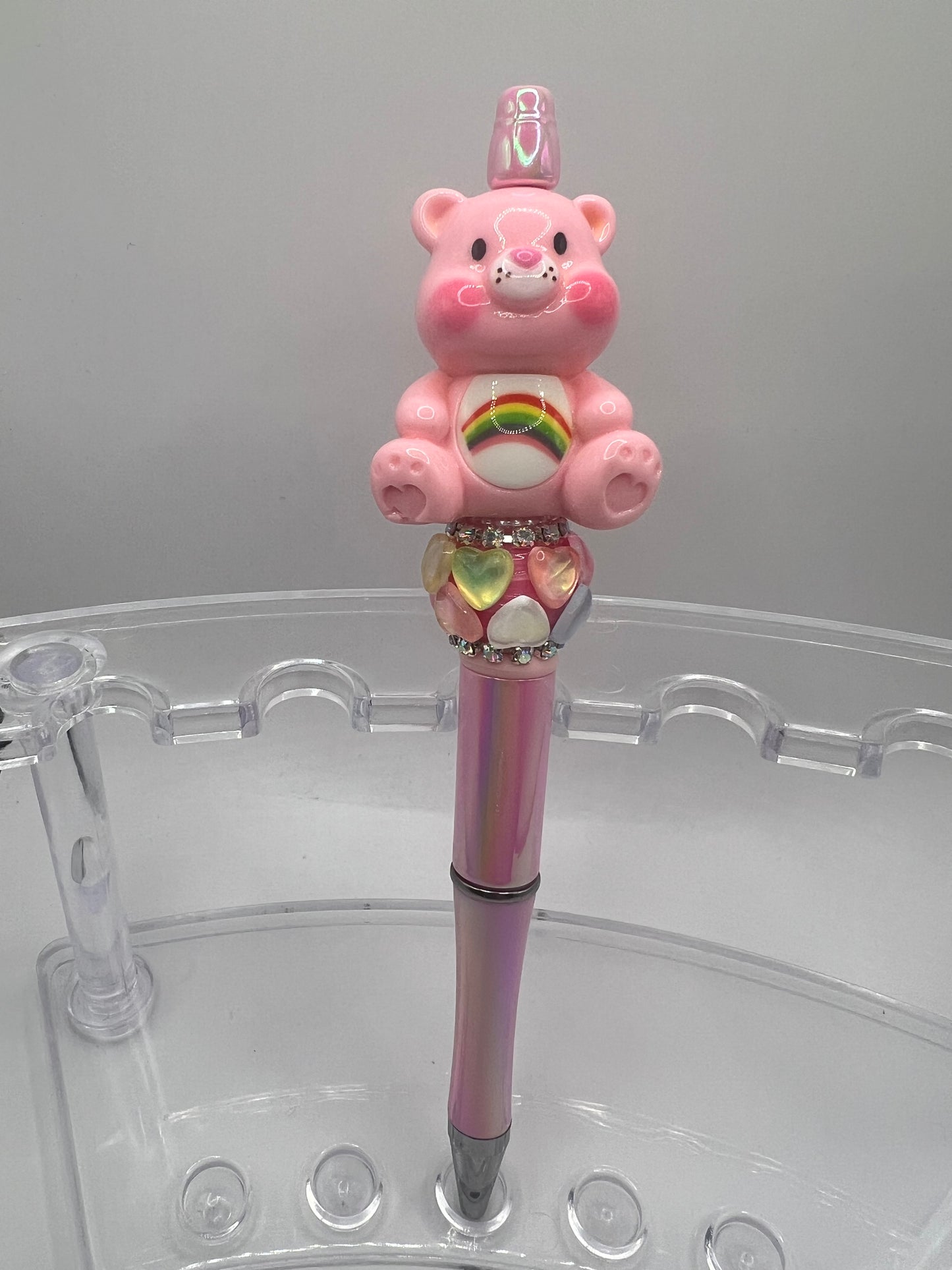 Pink Care Bear Beaded Pen