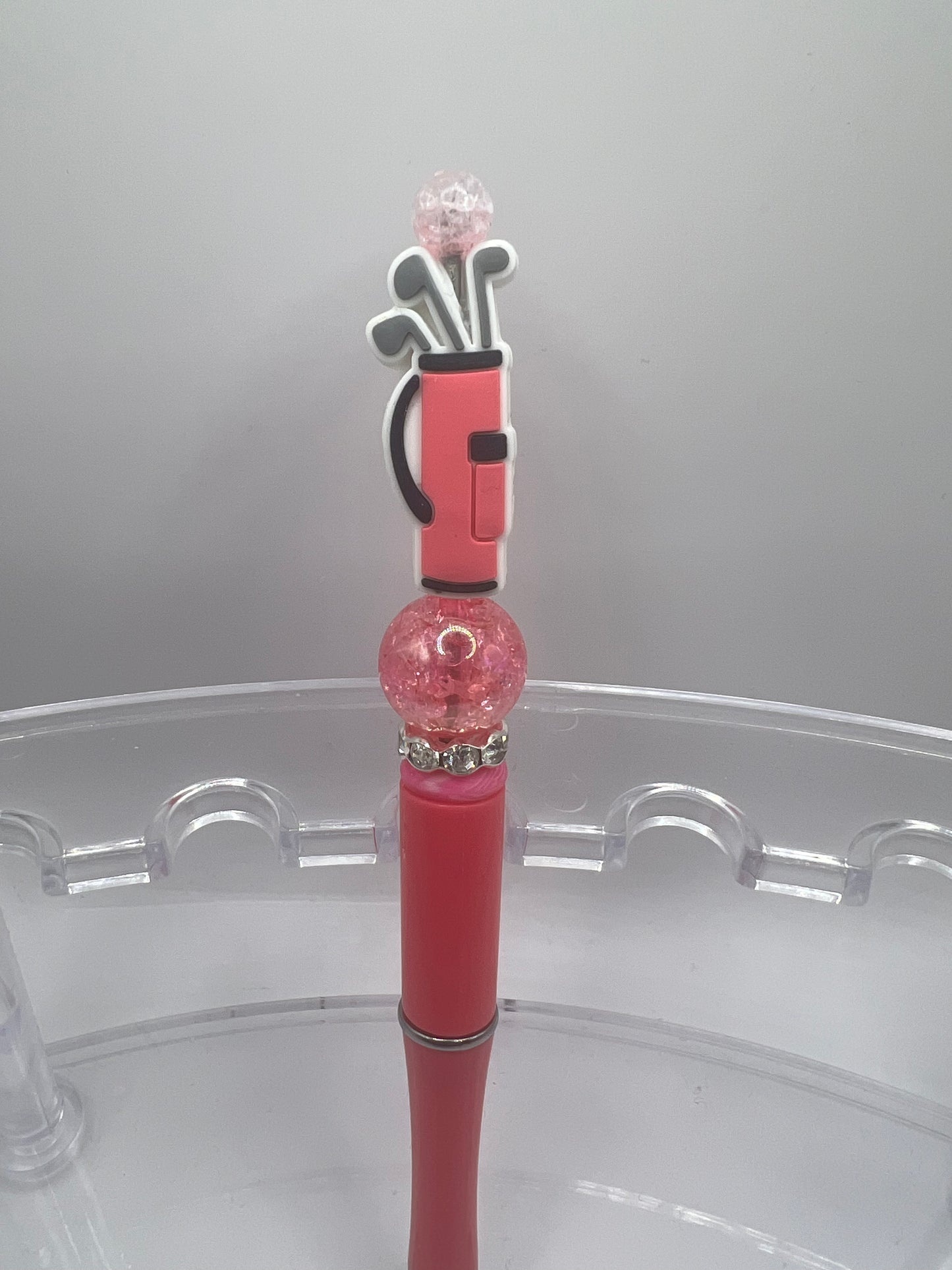 Pink golf bag beaded pen