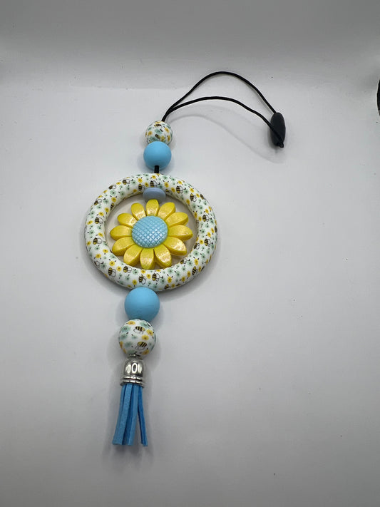 Yellow flower car charm or bag charm