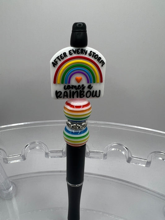After every storm comes, a rainbow beaded pen