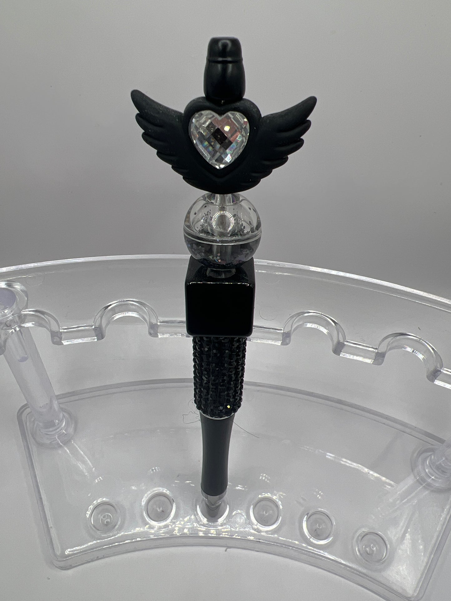 Black angel wing beaded pen