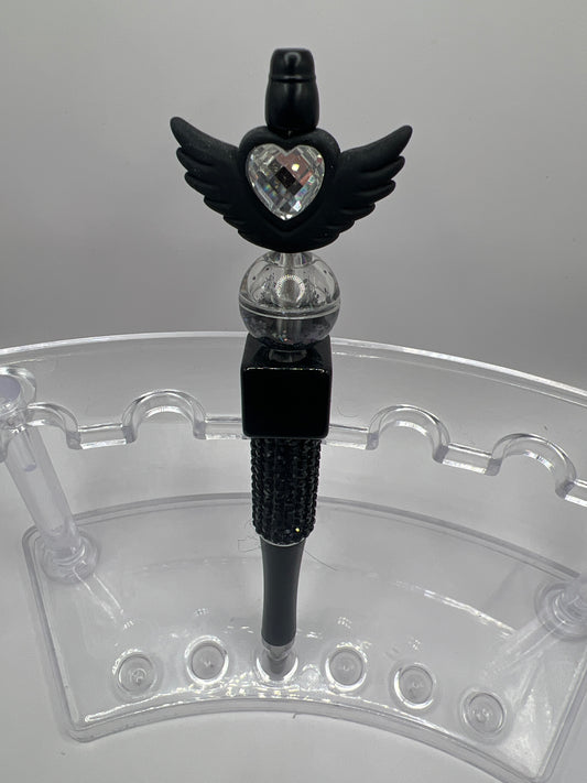 Black angel wing beaded pen