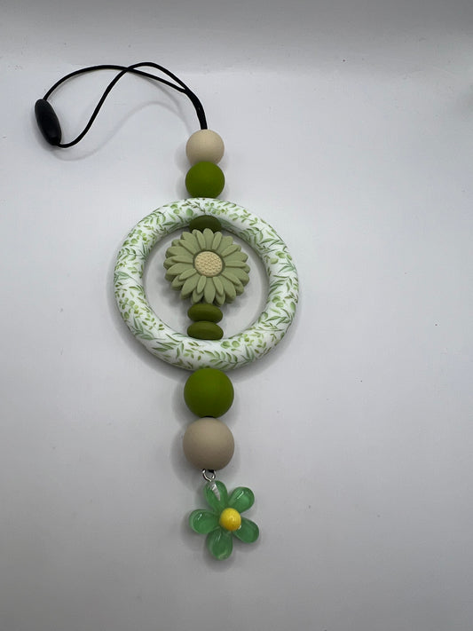 Green flower car charm or bag charm