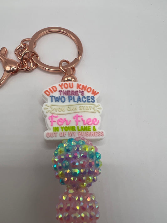 Did you know there are two places you can stay for free in your lane and out of my business Beaded Keychain