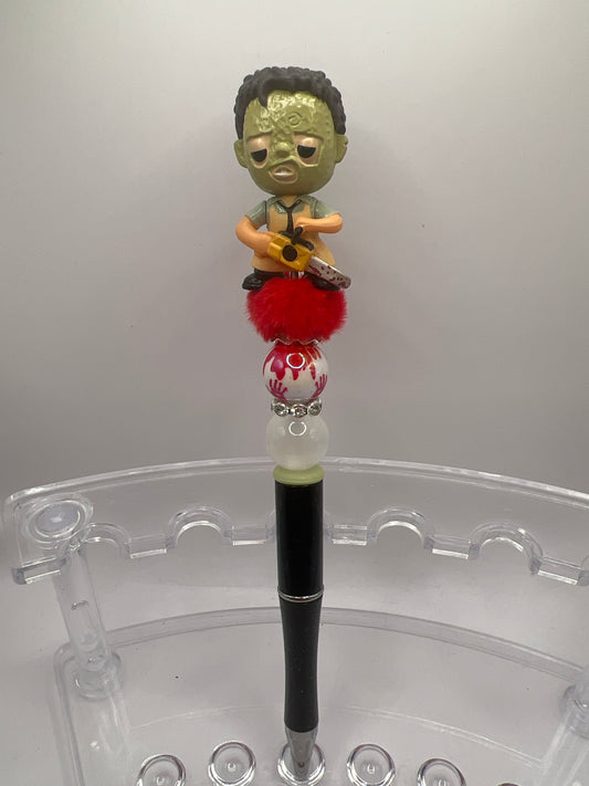Leather face from chainsaw massacre beaded pen