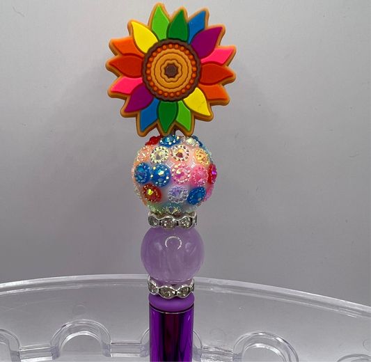 Multi Color Flower Beaded Pen