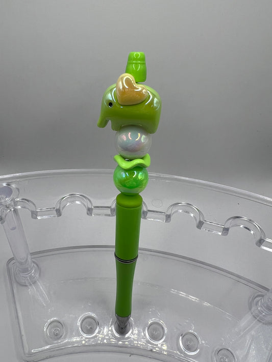 Green Elephant Beaded Pen