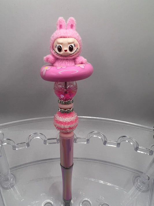 Pink Labubu beaded pen
