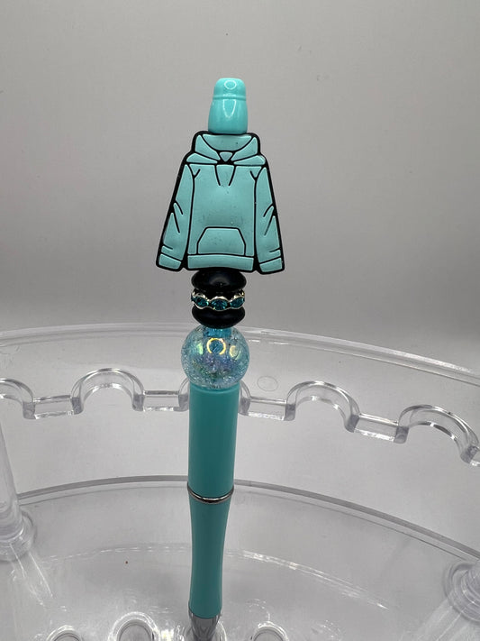 Sweatshirt beaded pen, teal