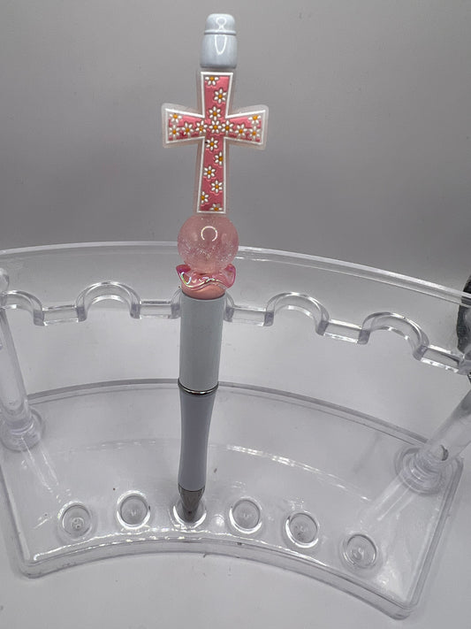 Pink Cross beaded pen