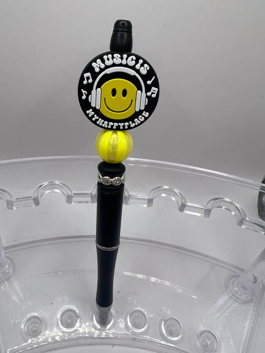 Music is my happy place beaded pen