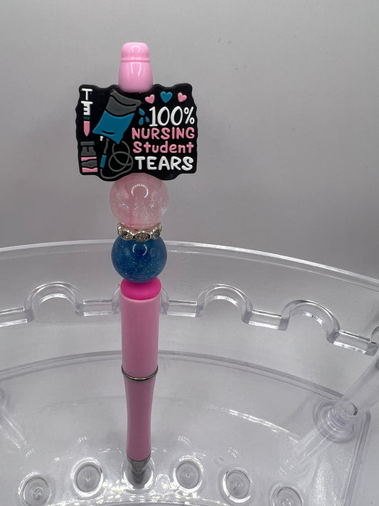 Hundred percent nursing student tears beaded pen