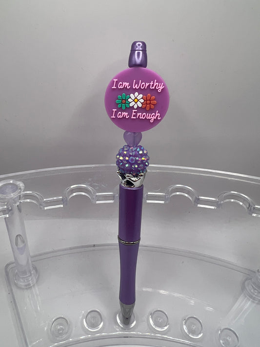 I am worthy. I am enough beaded pen
