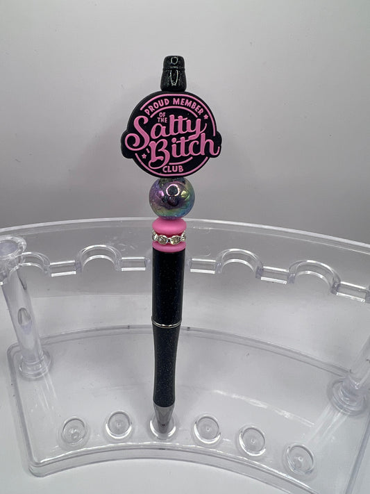 Pink salty bitch beaded pen