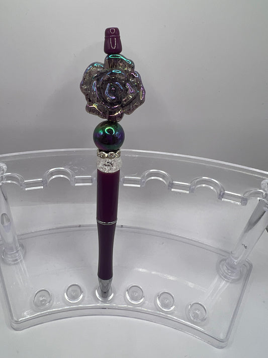 Purple flower beaded pen