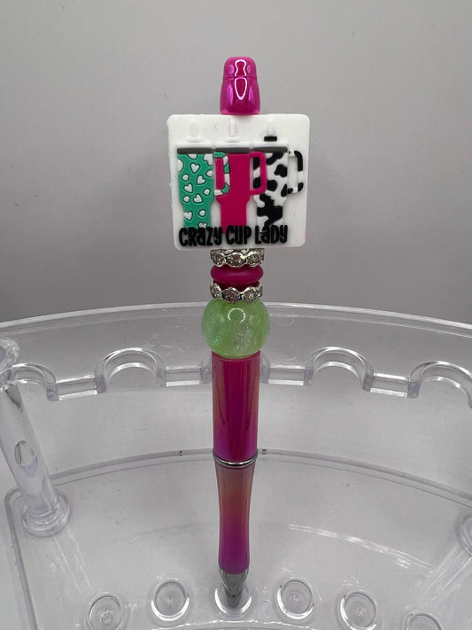 Crazy cup lady repeat beaded pen