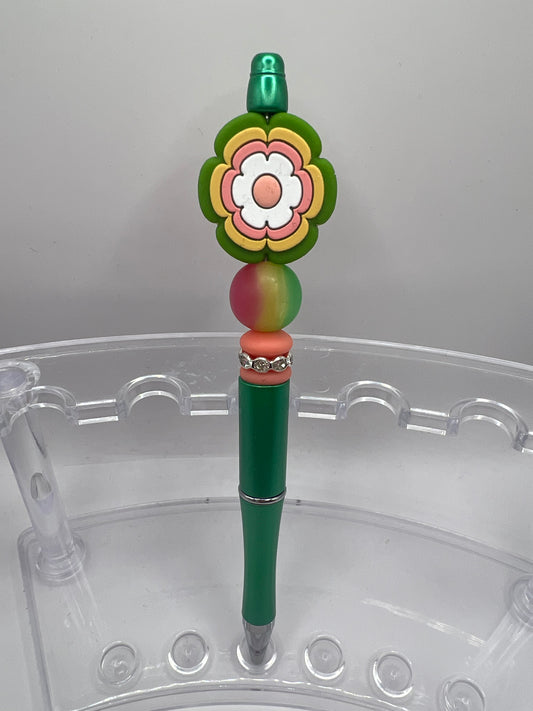 Green flower beaded pen