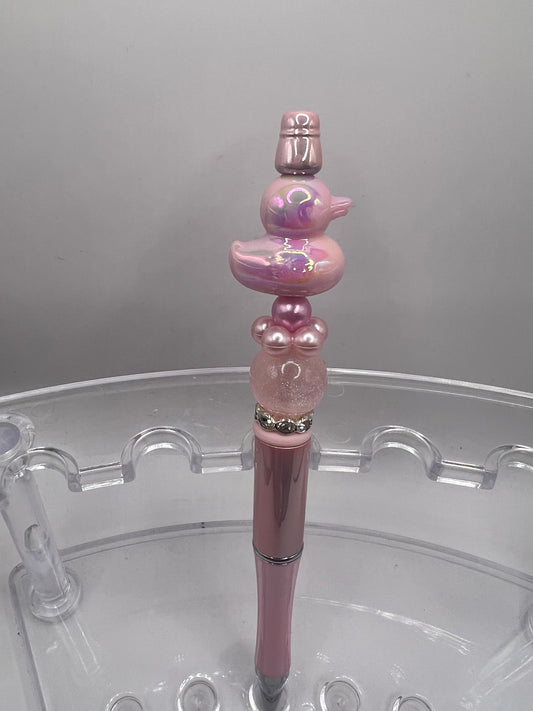 Pink Duck  beaded pen