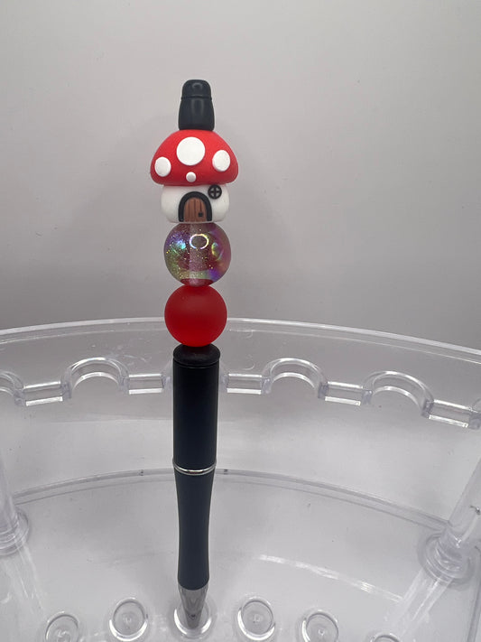 Red mushroom beaded pen